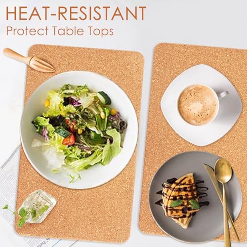 Cork Trivets for Hot Dishes Rectangle, 12" x 7" High-Density Thick