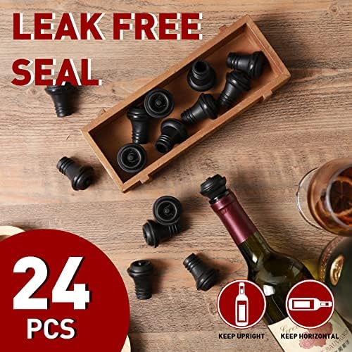 24 Pcs Wine Vacuum Stoppers - Rubber Bottle Savers to Preserve Flavor