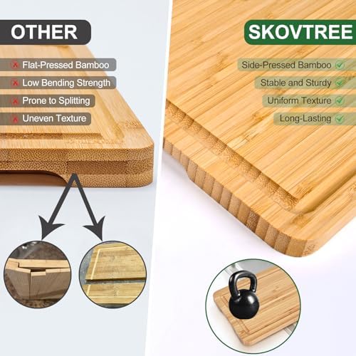 Bamboo Cutting Boards for Kitchen, 15"L x 10"W Juice Groove Cutting