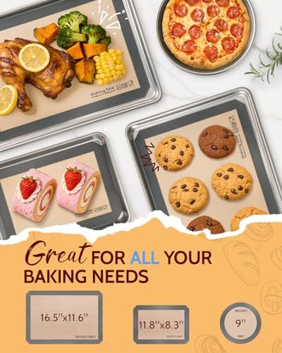 Non Stick Silicone Baking Sheet - 2 Half & 2 Quarter & 9'' Round