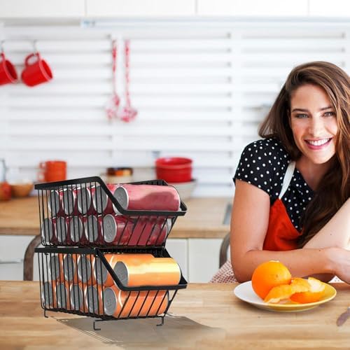 Pantry Can Organizer 2X Iron Stackable Space-Saving Dispenser