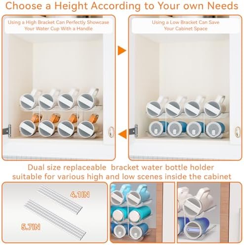 Yieach 2 Tier Water Bottle Holder for Cabinet,Acrylic Wine Rack and