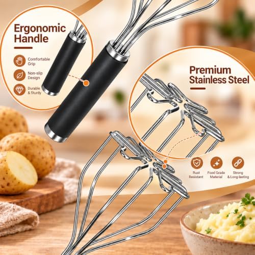 Stainless Steel Potato Masher Kitchen Tools for Potatoes, Veggies