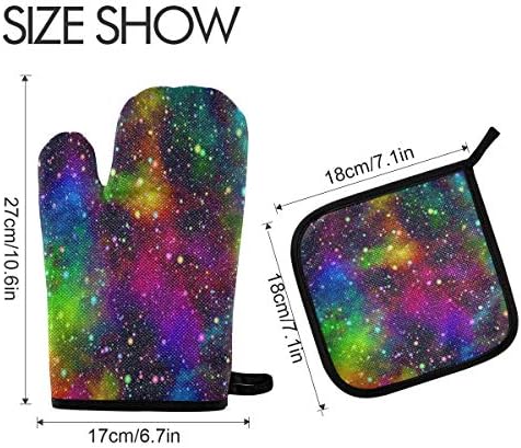 QMXO Abstract Colorful Universe Galaxy Oven Mitts Quilted Cotton