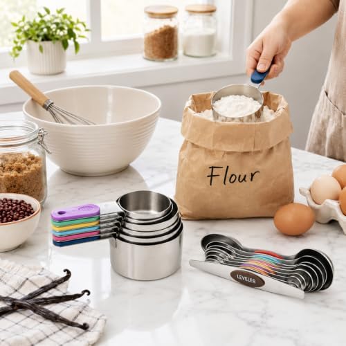 Magnetic Measuring Cups and Spoons Set, 304 Stainless Steel