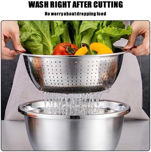 Slowtee 3 in 1 Stainless Steel Grater Shredder Slicer with Colander