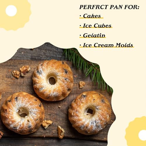 Tiawudi Mini Fluted Tube Cake Pan, 12 Cavity Baking Pan, Non-stick