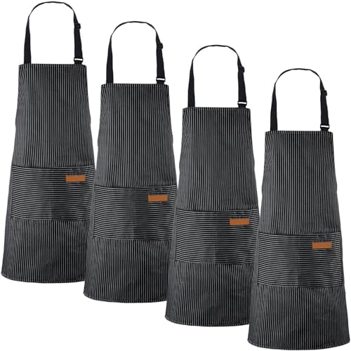 Handepo 4 Pcs Kitchen Aprons with Pockets