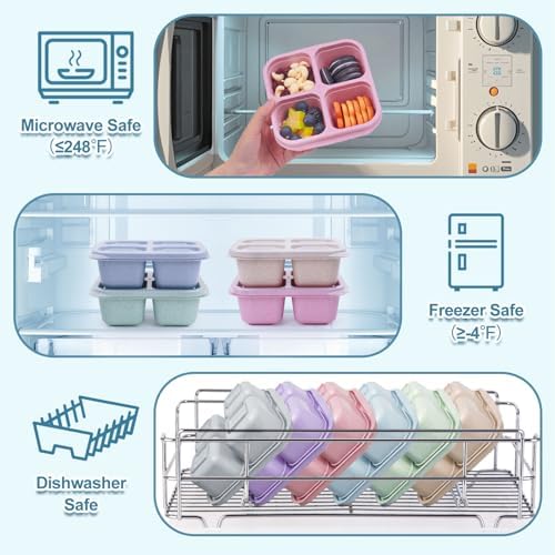4 Pack Snack Containers, Reusable Bento Snack Box, 2-Cup Capacity