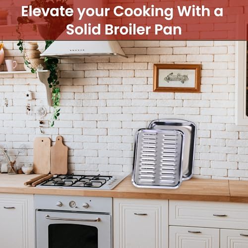 Broiler Pan for Oven 16.75” x 13” - Broiling Pan for Oven With Rack