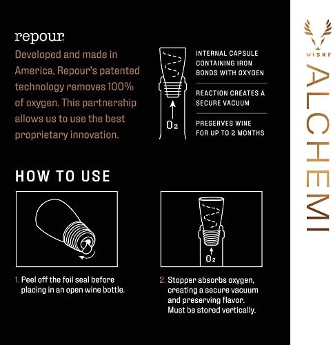 Alchemi Repour Wine Saver Stoppers - Easy to Use Vacuum Seal Stoppers