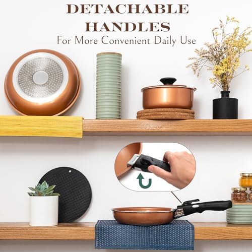 Moss & Stone 7-Piece Nonstick Pots and Pans Set, Removable Handle
