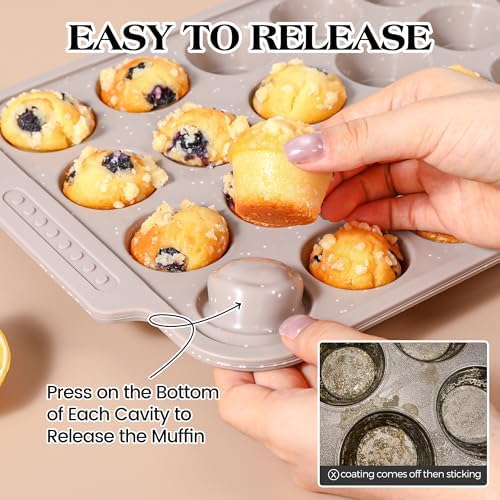 2 Pcs Silicone Muffin Pans for Baking with Metal Reinforced Frame