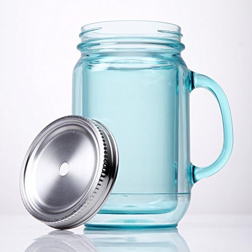 Cupture 2 Vintage Blue Mason Jar Tumbler Mug With Stainless Steel Lid