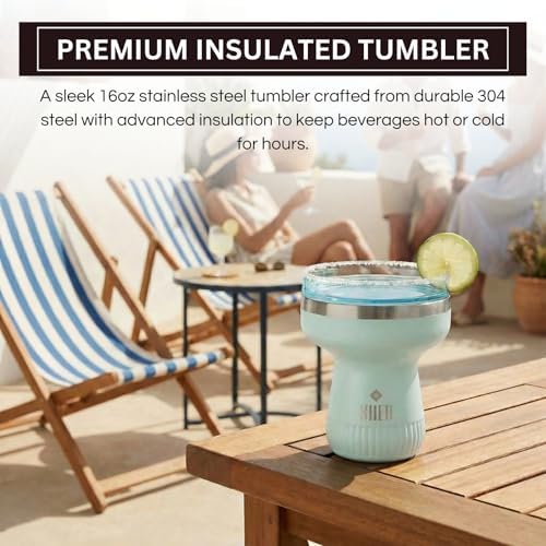 Double Wall Insulated Margarita Tumbler, Cocktail Cup - Sea Glass
