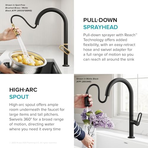 KRAUS Brushed Brass Pull-Down Kitchen Faucet