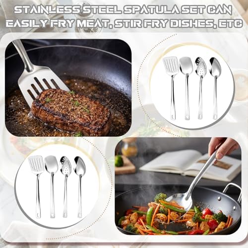 Zhehao 4 Pcs Stainless Steel Cooking Utensils Set Spatula Set, Silver