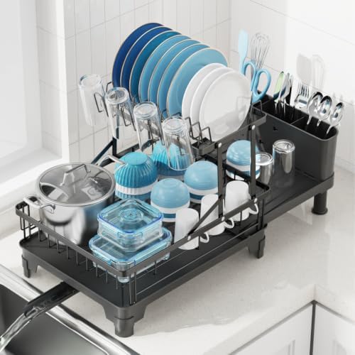 GSlife 2 Tier Dish Drying Rack, Black