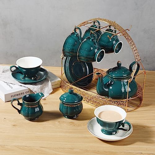 CHENP.HMC Tea Set 22-Piece Porcelain Ceramic Coffee Tea Sets Cups