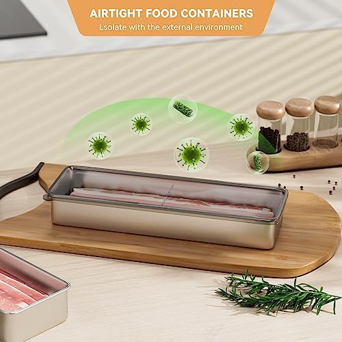 Bacon Container for Refrigerator, 1 Pack 304 Stainless Steel Container