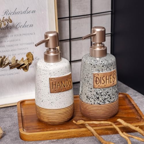 Hand and Dish Soap Dispenser Set, Ceramic, 15 OZ