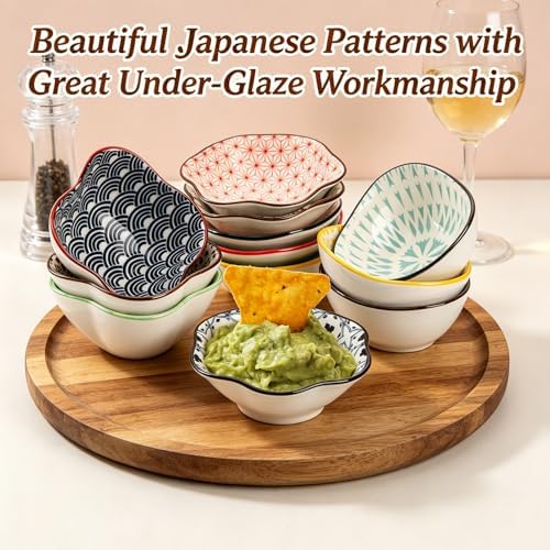 Frcctre Set of 12 Ceramic Dipping Sauce Bowls, 3 Oz Porcelain Pinch