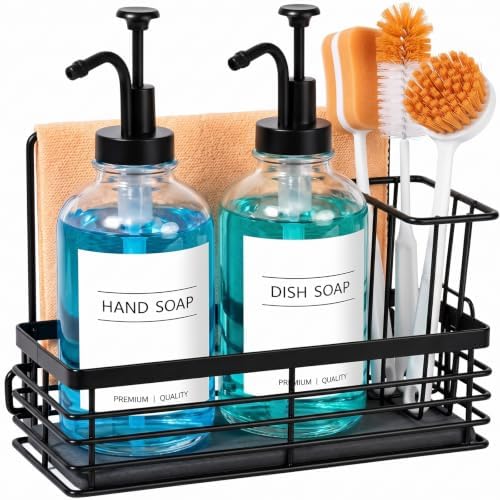 Kitchen Soap Dispenser Set, 16.9 oz/500 ml Glass