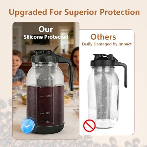 Cold Brew Coffee Maker, 64oz Mason Jar Pitcher with Stainless Steel
