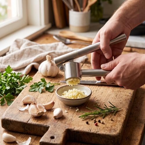 GLOGLOW 304 Stainless Steel Garlic Press