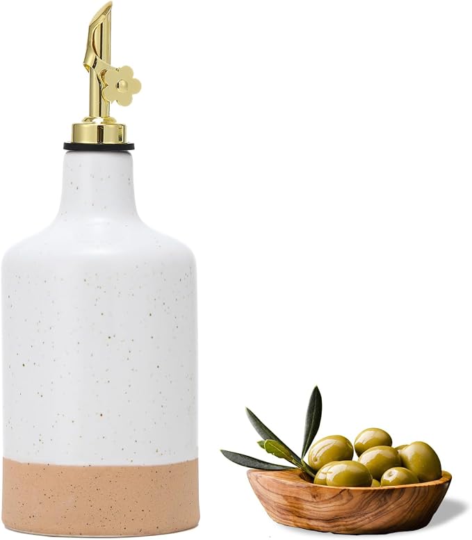 HOMCDALY Ceramic Olive Oil Dispenser Bottle, 16oz Oil Dispenser Bottle by HOME