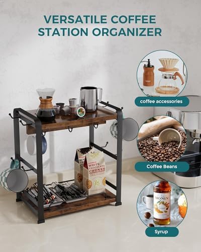 OROPY Coffee Mug Holder Countertop, Mug Rack 2 Tier Shelf & 14 Mug
