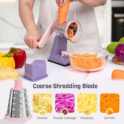 Rotary Cheese Grater Hand Crank, Pinkish Purple