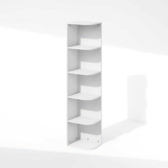 Furinno Reed Corner Shelf, 5-Tier Corner Bookshelf, Book Shelf, Corner Shelves - Image 3