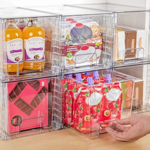 Vtopmart 4 Pack Large Stackable Storage Drawers, Clear