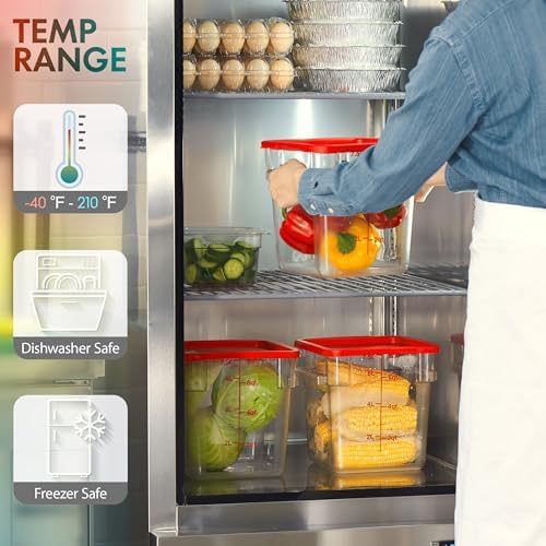 CURTA 4 Pack Food Storage Container with Green Lid - NSF Commercial