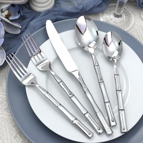 Silverware Set 60-Piece Bamboo Pattern Service for 12