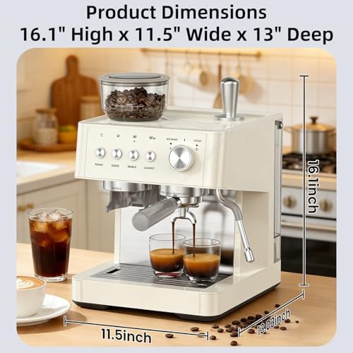 15 Bar Espresso Machine with Built-in Coffee Grinder