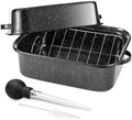 Roasting Pan 21 Inch with Lid Turkey Baster and V Rack,25lb Capacity