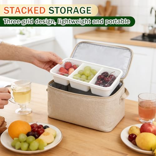 20 Sets Reusable Snack Containers Meal Prep Containers 3 Compartment