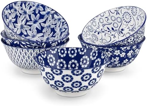 vancasso SELENE 24 oz Cereal Bowls set of 6, Ceramic Soup Bowls for