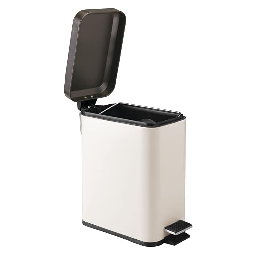 mDesign Small Modern 1.3 Gallon Rectangle Metal Lidded Step Trash Can, Compact - Image 7