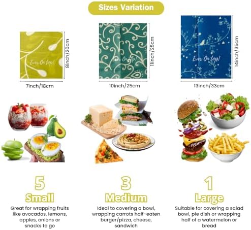 9 Pack Reusable Beeswax Wraps For Food - Zero Waste, Organic Bee wrap