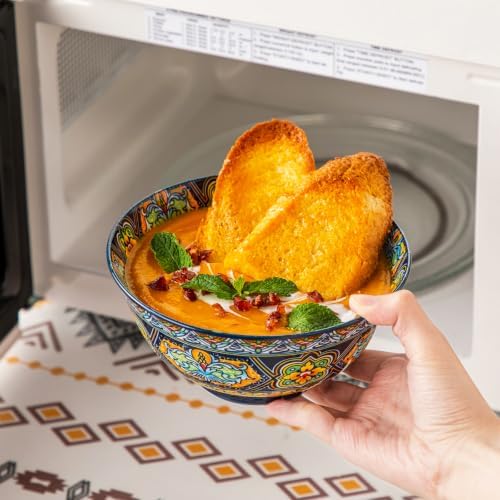 vancasso Boho Cereal Bowls Set of 6, 24 Oz Ceramic Soup Bowl for