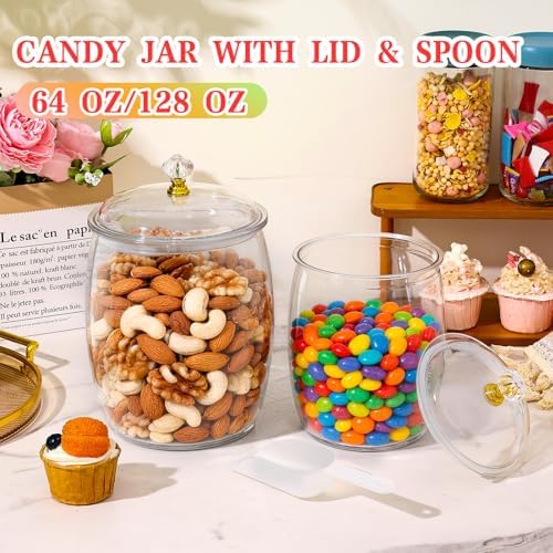 mwellewm 128 OZ Candy Jar with Lids Large Plastic Cookie Jar with