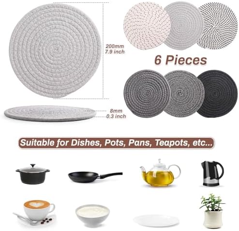 Billbotk 8'' Trivets Hot Dishes, Hot pots and Pans, 6 Heat Resistant