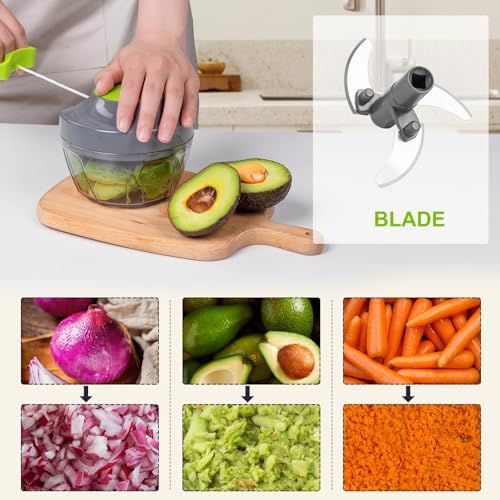 Manual Food Processor & Vegetable Chopper, Hand Pull String Garlic