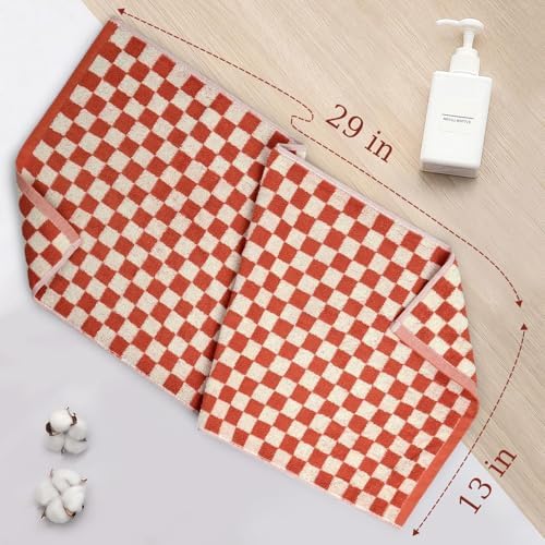 Checkered Hand Towel (13x29 Inches) - Fall Kitchen Towels Pack of 4