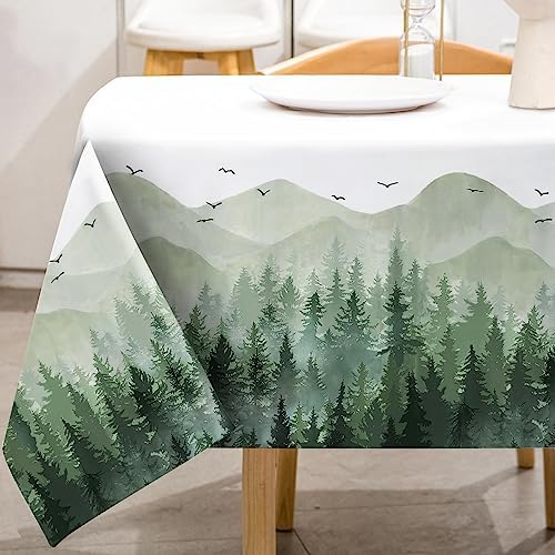 AnyDesign Greenery Forest Tablecloth Rectangle Watercolor Woodland