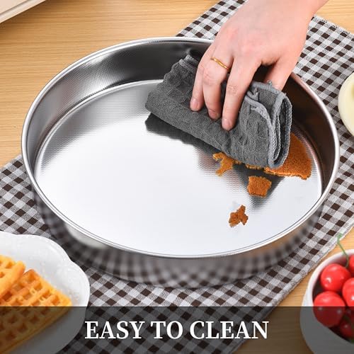 Inqibee 8-9.5-11 Inch Round Cake Pan Set, Stainless Steel Textured