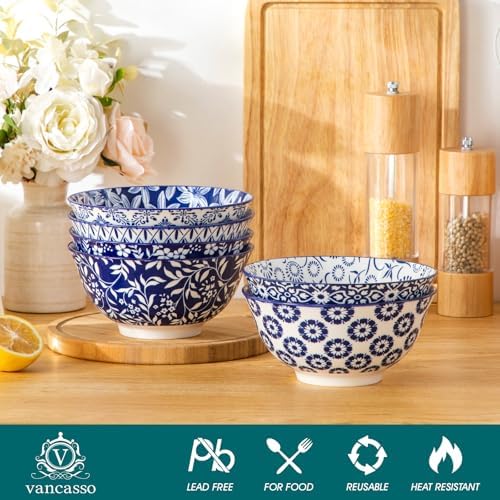 vancasso SELENE 24 oz Cereal Bowls set of 6, Ceramic Soup Bowls for